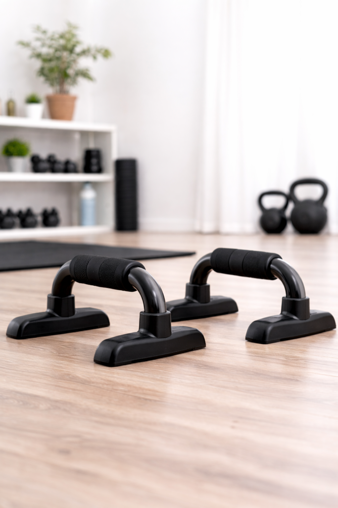 Liegestützgriffe für effektives Brusttraining zuhause – stabile Push-up Bars für mehr Bewegungsradius und Muskelaktivierung.
